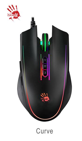 A4tech Bloody P81S Activated, RGB podsvícená herní myš, 8000 DPI, USB, Core 3, Curve černá