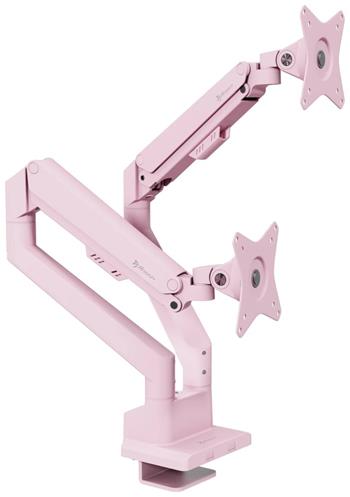 AROZZI ALZARE NEO DUO Pink/ stolní držák pro 2 monitory/ plynový píst/ kovový/ růžový