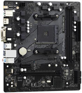 ASRock A520M-HDV / AMD A520 / AM4 / 2x DDR4 DIMM / M.2 / VGA / DVI-D / HDMI / mATX