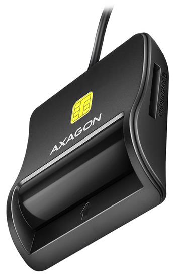 AXAGON CRE-SM3SD, USB-A FlatReader čtečka Smart card (eObčanka) + SD/microSD/SIM, kabel 1.3 m