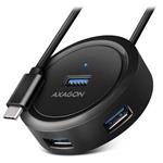 AXAGON HUE-P1C, 4x USB 3.2 Gen 1 ROUND hub, micro USB napájecí konektor, kabel USB-C 30cm