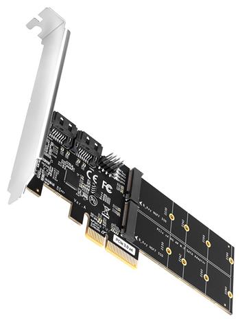 AXAGON PCES-SA4M2, PCIe řadič - 2x interní SATA 6G port + 2x SATA M.2 slot, ASM1164, SP & LP