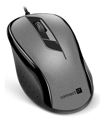 CONNECT IT Optická myš, ergonomická, USB, šedá