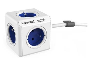 Cubenest Powercube Extended, 5× zásuvka, 1,5 m, bílá/modrá, dětská pojistka, uzemnění, dok, max. 10A/250V~2500W