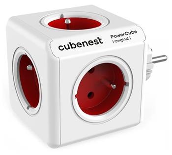 Cubenest Powercube Original, 5× zásuvka, bílá/červená, dětská pojistka, uzemnění, max. 16A/250V~3680W/50-60Hz