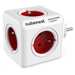 Cubenest Powercube Original,  5× zásuvka, bílá/červená, dětská pojistka, uzemnění, max. 16A/250V~3680W/50-60Hz