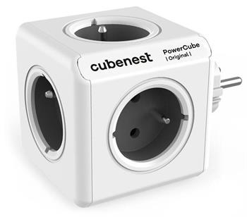 Cubenest Powercube Original, 5× zásuvka, bílá/šedá, dětská pojistka, uzemnění, max. 16A/250V~3680W/50-60Hz