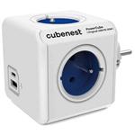 Cubenest Powercube Original USB PD 20W, A+C, 4× zásuvka, bílá/modrá, dětská pojistka, uzemnění, max. 16A/250V~3680W