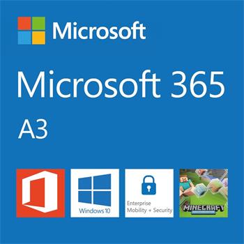 Elektronická licence: Microsoft 365 A3 for students use benefit (pro studenty zdarma) předplatné 1 rok, vyúčtování ročn