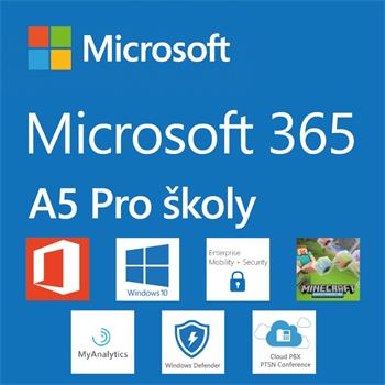 Elektronická licence: Microsoft CSP Microsoft 365 A5 for faculty (pro školy) předplatné 1 rok, vyúčtování ročně