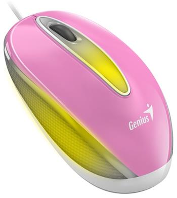 Genius DX-Mini / Myš, drátová, optická, 1000DPI, 3 tlačítka, USB, RGB LED, růžová