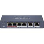 Hikvision DS-3E1106HP-EI - Smart switch 1x 100TX HI-PoE + 3x 100TX PoE; 2x 100TX uplink, 60W, Super Po