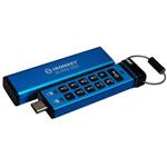 Kingston Ironkey Keypad 200C/128GB/USB 3.0/USB-C/Modrá