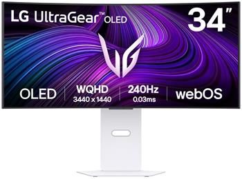 LG monitor zakřivený 34GX90SA-W 34 " OLED/3440x1440/21:9/275cd/m2/240 HZ/0,03ms/ DP/HDMI/USB-C/LAN/7Wx2/výškově stav.