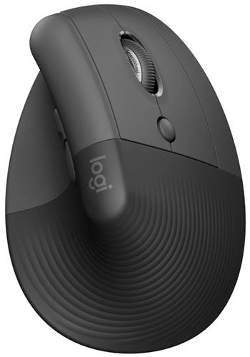 Logitech Lift/Vertikální/Optická/Pro praváky/4 000 DPI/USB+BT/Grafitová