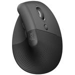 Logitech Lift/Vertikální/Optická/Pro praváky/4 000 DPI/USB+BT/Grafitová