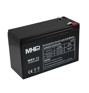 MHPower MS9-12 olověný akumulátor AGM 12V/9Ah, Faston F2 - 6,3mm