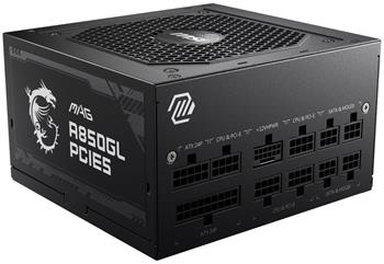 MSI zdroj MAG A850GL PCIE5/ 850W/ ATX3.1/ akt. PFC/ 7 let celk. záruka/ 120mm fan/ modulární kabeláž/ 80PLUS Gold