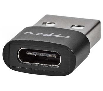 NEDIS adaptér USB/ konektory USB 2.0 A – USB-C zásuvka/ černý/ blistr