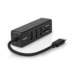 Nedis CCGB61250BK01 - USB hub| USB-A Zástrčka | 3x USB A Zásuvka | 5 Portů  | USB 3.2 Gen 1 | Napájení z USB | 5 Gbps |