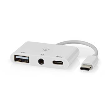 Nedis CCGB64790WT01 - USB 2.0 Adaptér | USB-C™ Zástrčka | USB-A Zásuvka / USB-C™ Zásuvka / 3,5 mm Zásuvka | Bílá