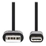 NEDIS kabel USB 2.0/ zástrčka USB-C - zástrčka USB-A/ 15W/ černý/ box/ 3m