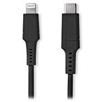 NEDIS Lightning kabel/ USB 2.0/ Apple Lightning 8pinový/ USB-C zástrčka/ kulatý/ černý/ box/ 1m