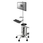 Neomounts FPMA-MOBILE1800 / Mobile Workplace Floor Stand (monitor, keyboard/mouse & PC) / Silver