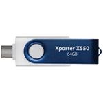 PATRIOT Xporter X550 64GB / USB Typ-A + USB Typ-C / USB 3.2 Gen 1 / bílo-modrá