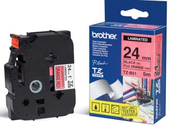 Brother - Originální kazeta s páskou TZE-B51, černá na oranžové, šířka 24mm