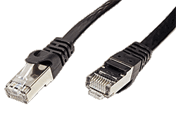 FTP patchkabel kat. 6, plochý, černý, 1,5m
