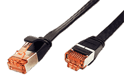 FTP patchkabel kat. 6, plochý, černý, 2m