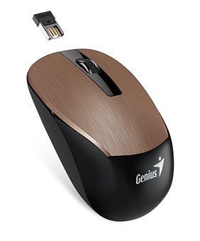 GENIUS NX-7015/Kancelářská/Optická/1 600 DPI/Bezdrátová USB/Hnědá