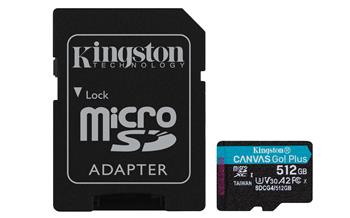 Kingston Canvas Go Plus A2/Micro SDXC/512GB/UHS-I U3 / Class 10/+ Adaptér