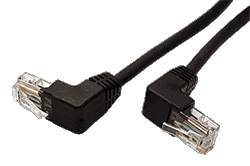 UTP patchkabel kat. 5e, lomené konektory (90°), černý, 1m