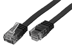 UTP patchkabel kat. 6, plochý, černý, 20m