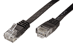 UTP patchkabel kat. 6, plochý, černý, 2m