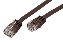 UTP patchkabel kat. 6, plochý, hnědý, 1,5m
