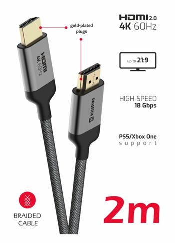 SWISSTEN KABEL HDMI NA HDMI 4K 60Hz 2,0 M