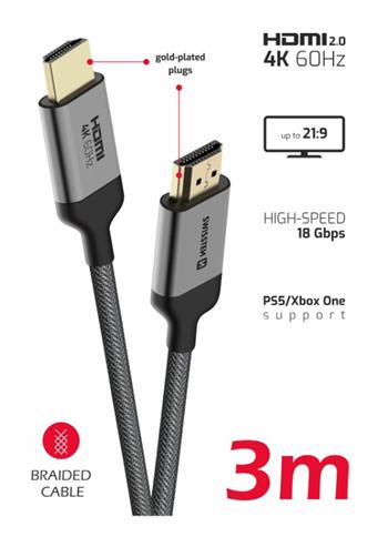 SWISSTEN KABEL HDMI NA HDMI 4K 60Hz 3,0 M