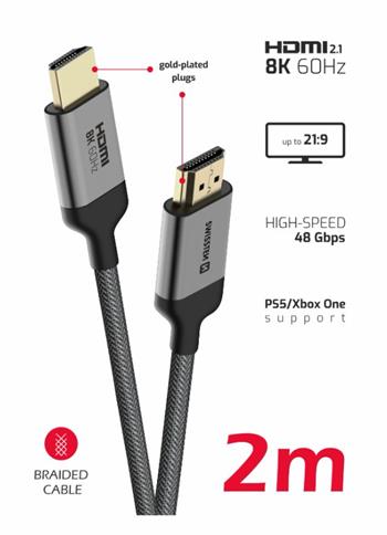 SWISSTEN KABEL HDMI NA HDMI 8K 60Hz 2,0 M