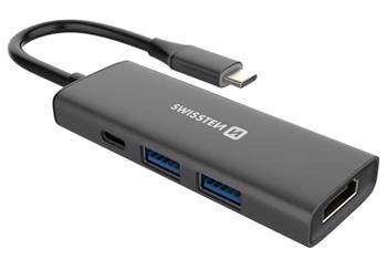 SWISSTEN USB-C HUB 4-IN-1 (USB-C 100W, HDMI 4K, 2x USB-A) ALUMINIUM