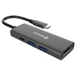 SWISSTEN USB-C HUB 4-IN-1 (USB-C 100W, HDMI 4K, 2x USB-A) ALUMINIUM