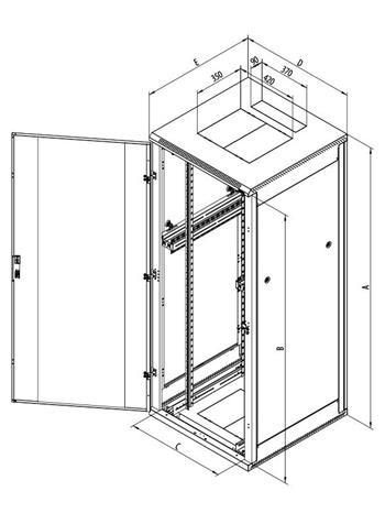 Triton 19" rozvaděč stojanový 47U/800x900, perforované dveře, černá barva, nosnost 400Kg