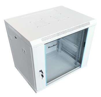 XtendLan 12U/600x600, na zeď, jednodílný, rozložený, skleněné dveře, šedý