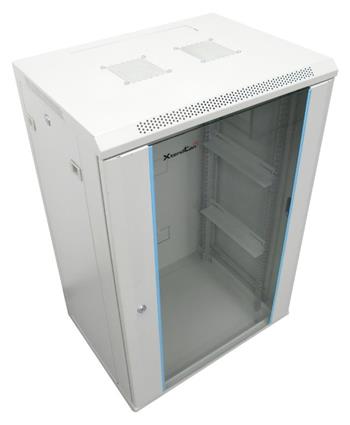 XtendLan 15U/600x600, na zeď, jednodílný, rozložený, skleněné dveře, šedý