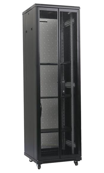 XtendLan 42U/800x1000 stojanový, černý, dvoudílné perforované dveře a záda
